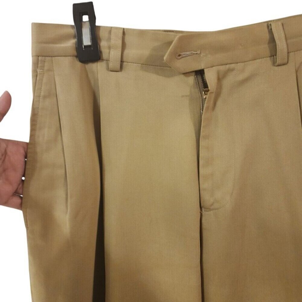 John W. Nordstrom Men's Khaki Pleated Dress Pants Classic Fit Chino Sz 30x32 - Picture 4 of 7